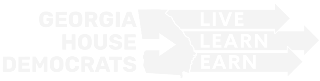 White version of Logo for Georgia House Democrats, Live, Learn, Earn campaign