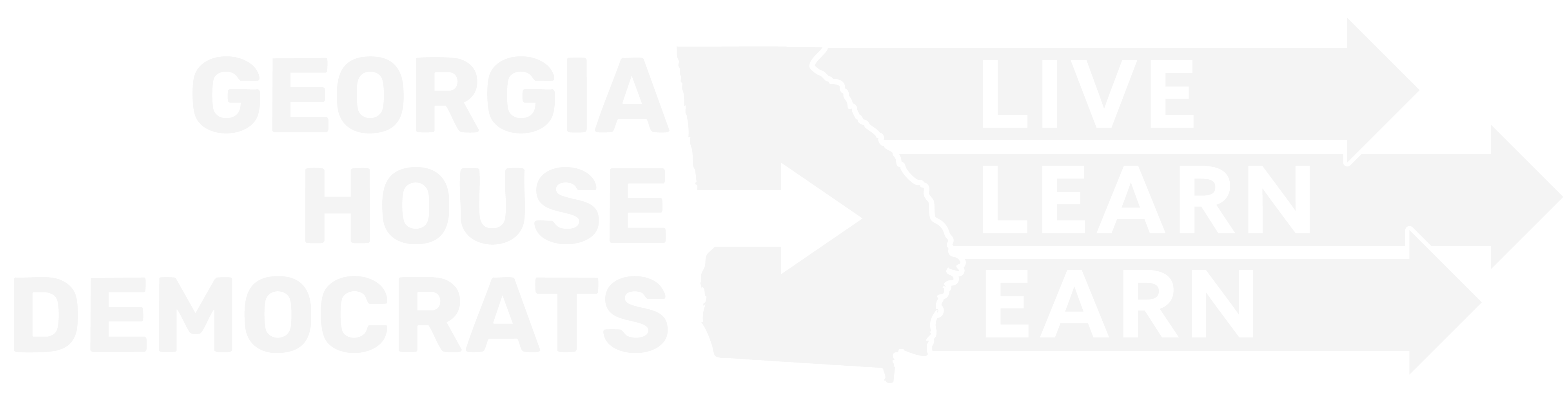 White version of Logo for Georgia House Democrats, Live, Learn, Earn campaign